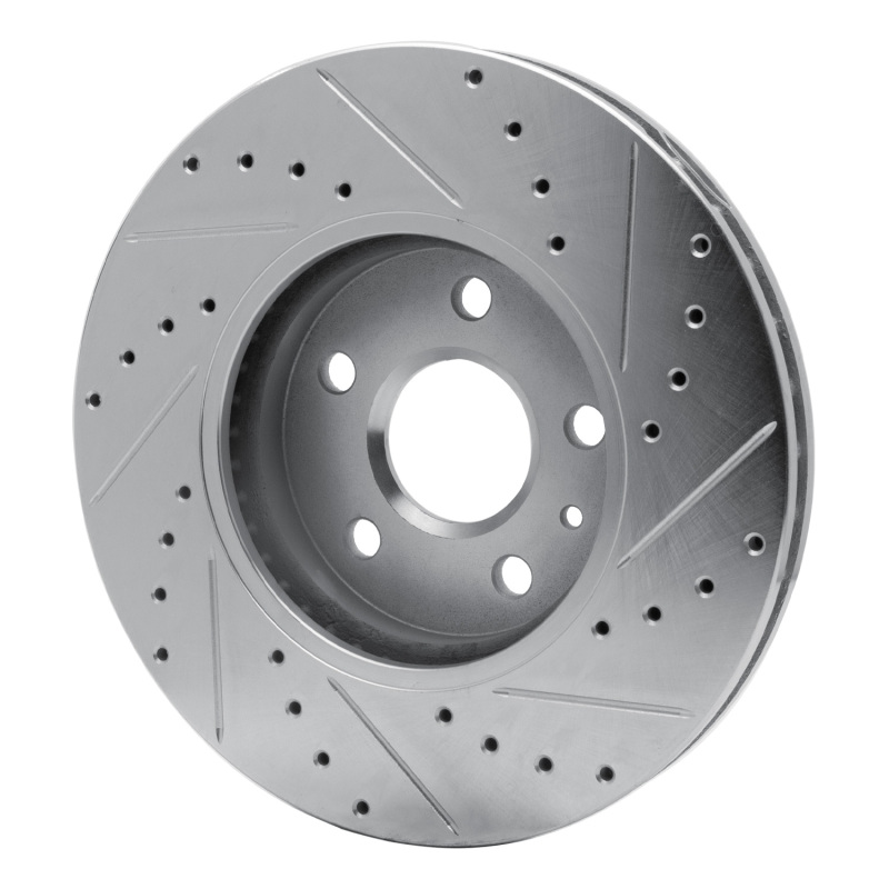 Cadillac CTS Brake Rotor (1) - Front Left - R1 Concepts - Drilled & Slotted - Silver - `08-`14